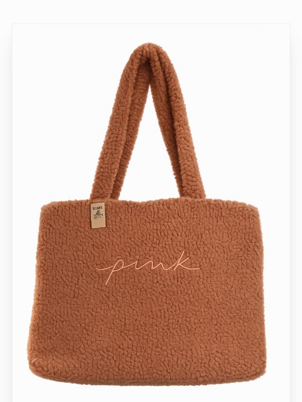 Victoria's Secret PINK NWT Camel Brown Sherpa Tote Cozy Plush Bag Snap Close